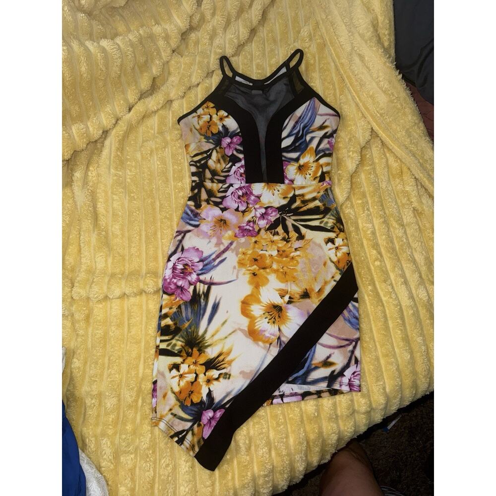 Women’s Privately Privileged Tropical Dress Sexy Body Con Size Medium